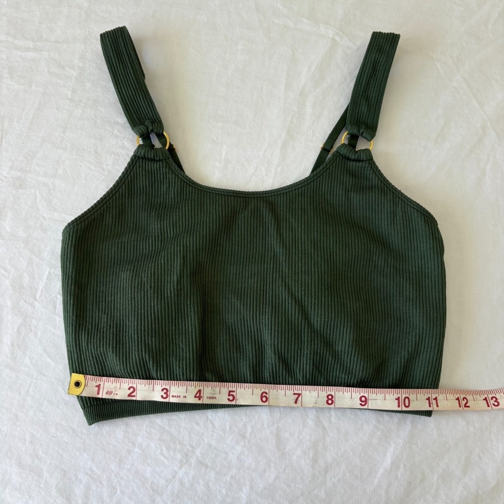 Aerie Bra Womens Green Ribbed Sycamore Seamless Ring Longline Bralette Size M - Picture 9 of 10